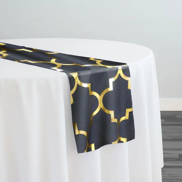 Gatsby (Metallic Print) Table Runner in Black and Gold