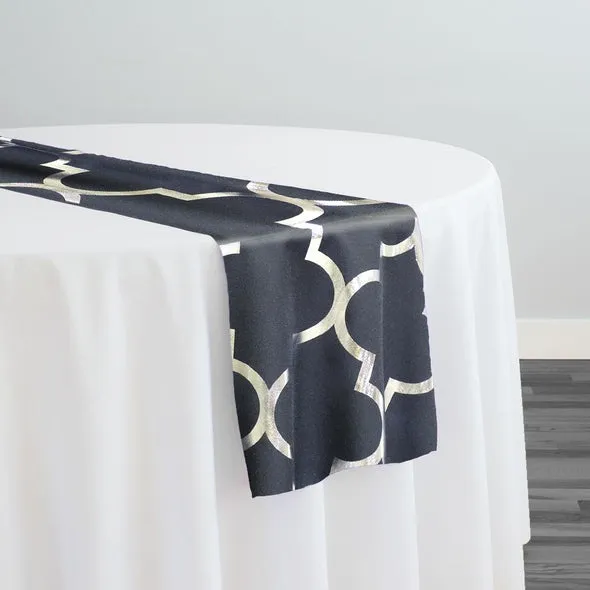 Gatsby (Metallic Print) Table Runner in Black and Silver