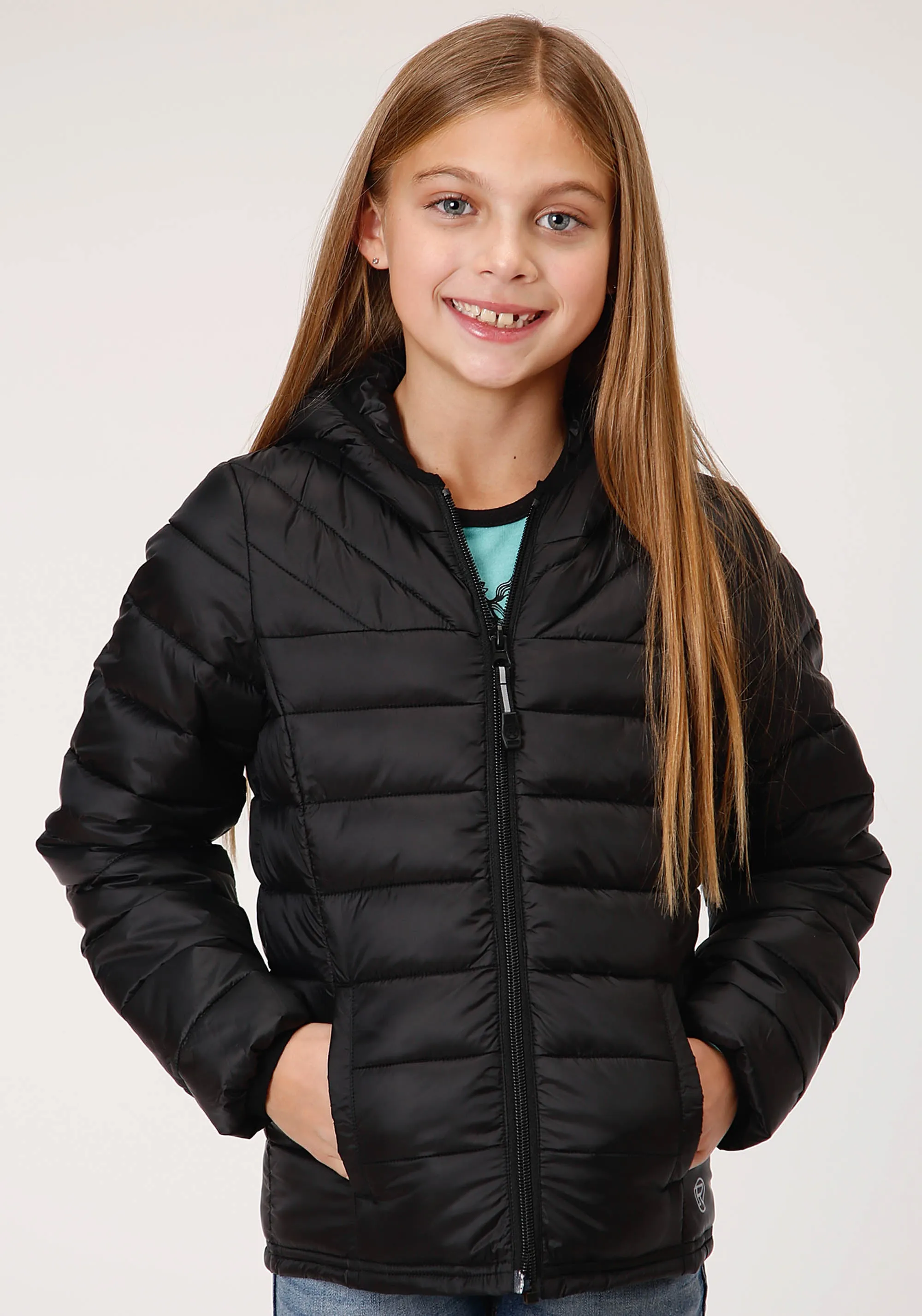 GIRLS  BLACK CRUSHABLE POLY FILLED DOWN JACKET