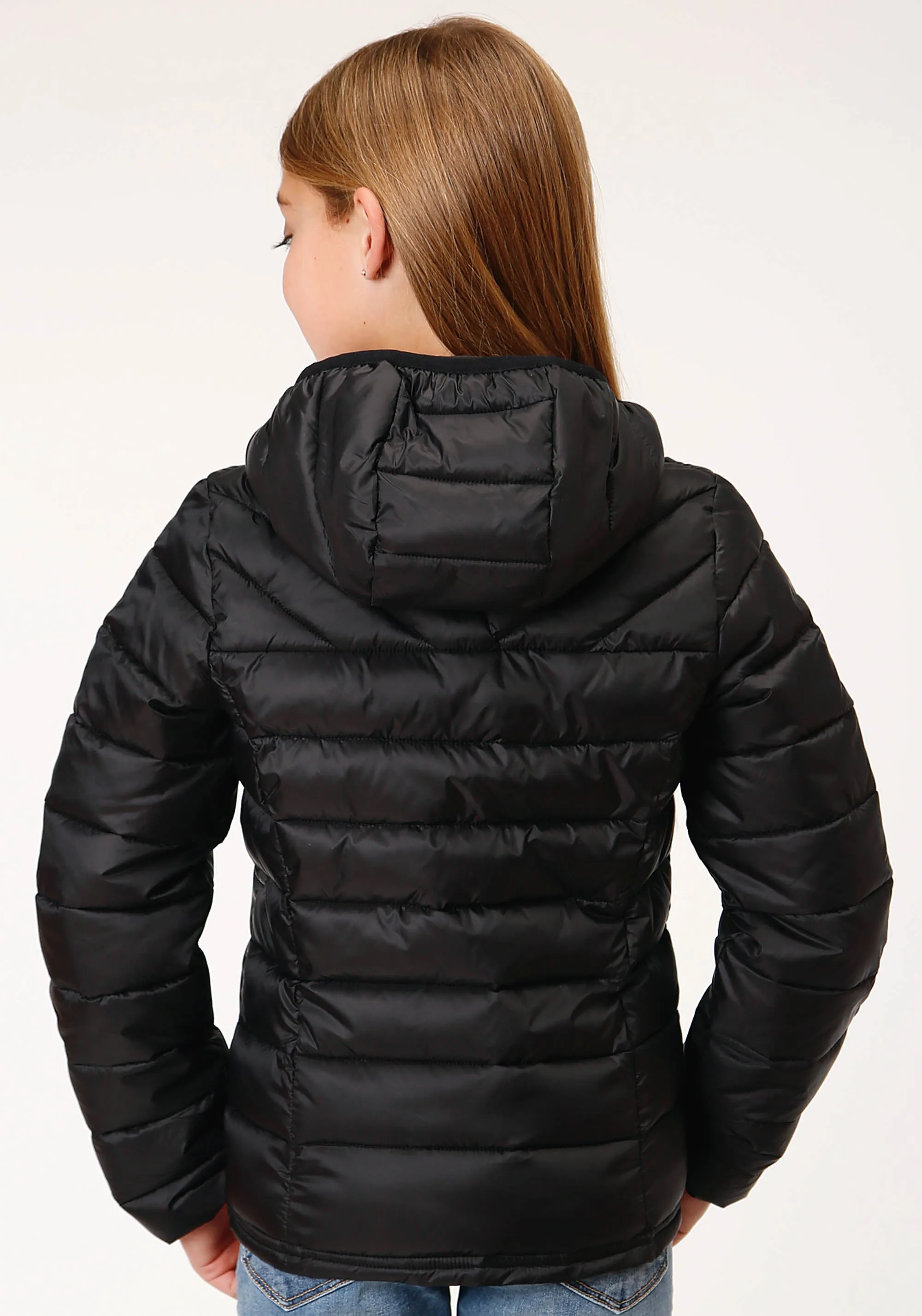 GIRLS  BLACK CRUSHABLE POLY FILLED DOWN JACKET