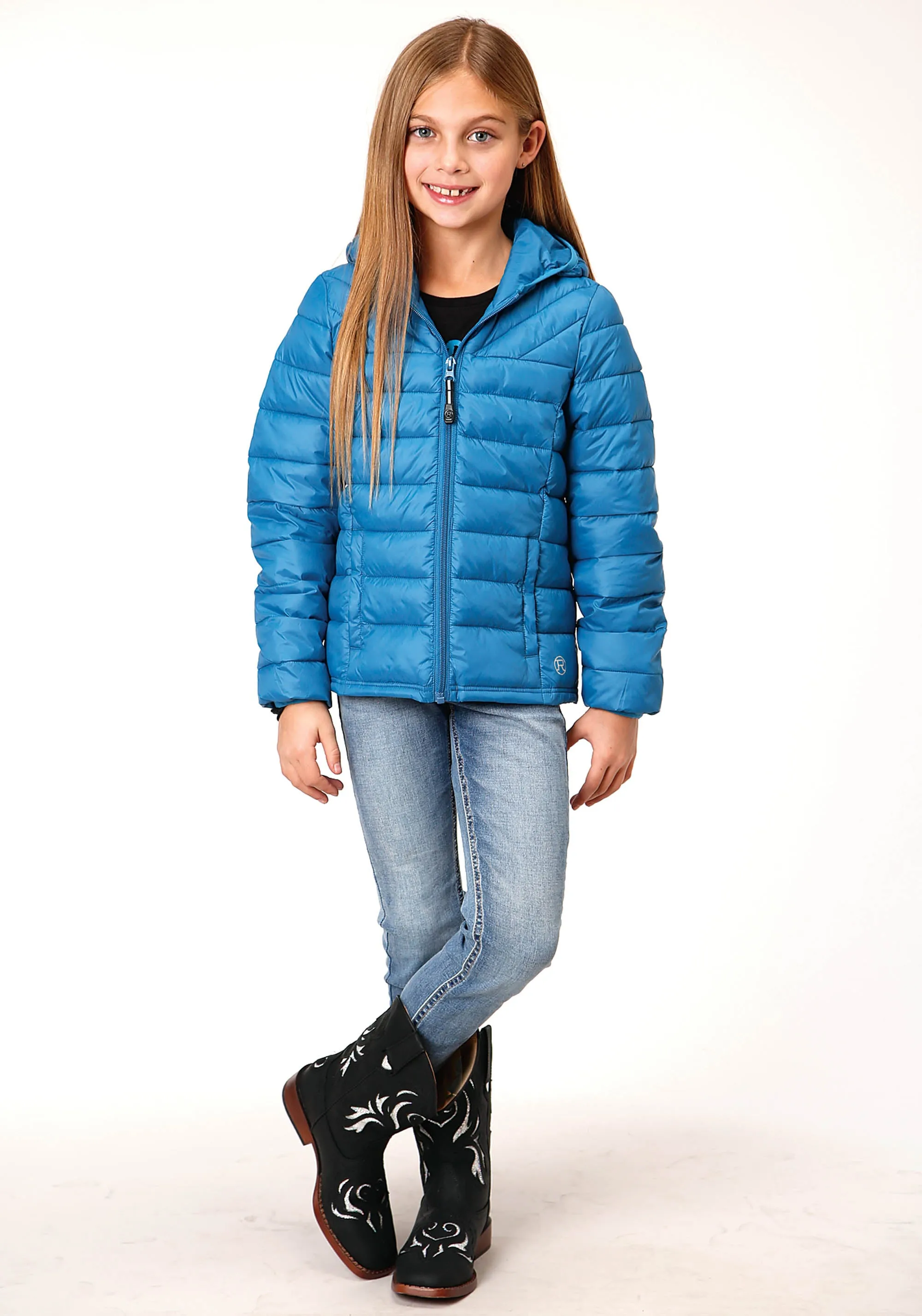 GIRLS  TEAL CRUSHABLE POLY FILLED DOWN JACKET