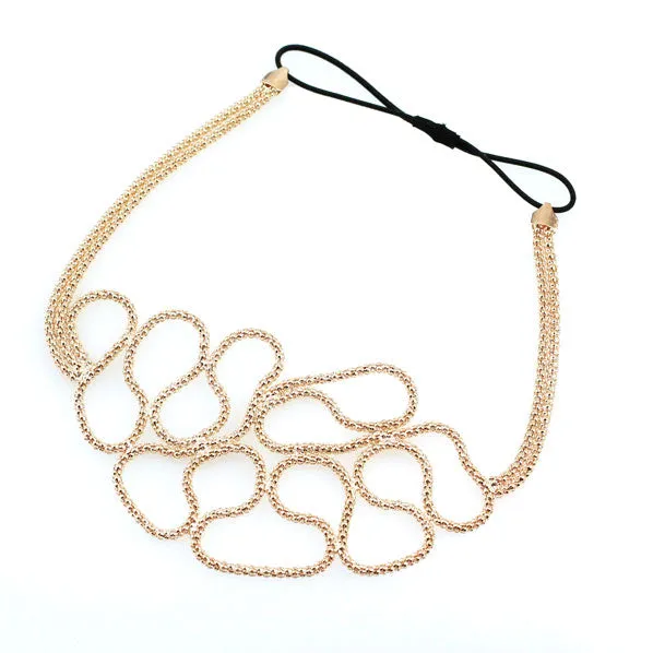 Gold Finish Mesh Metal Stretch Hairband