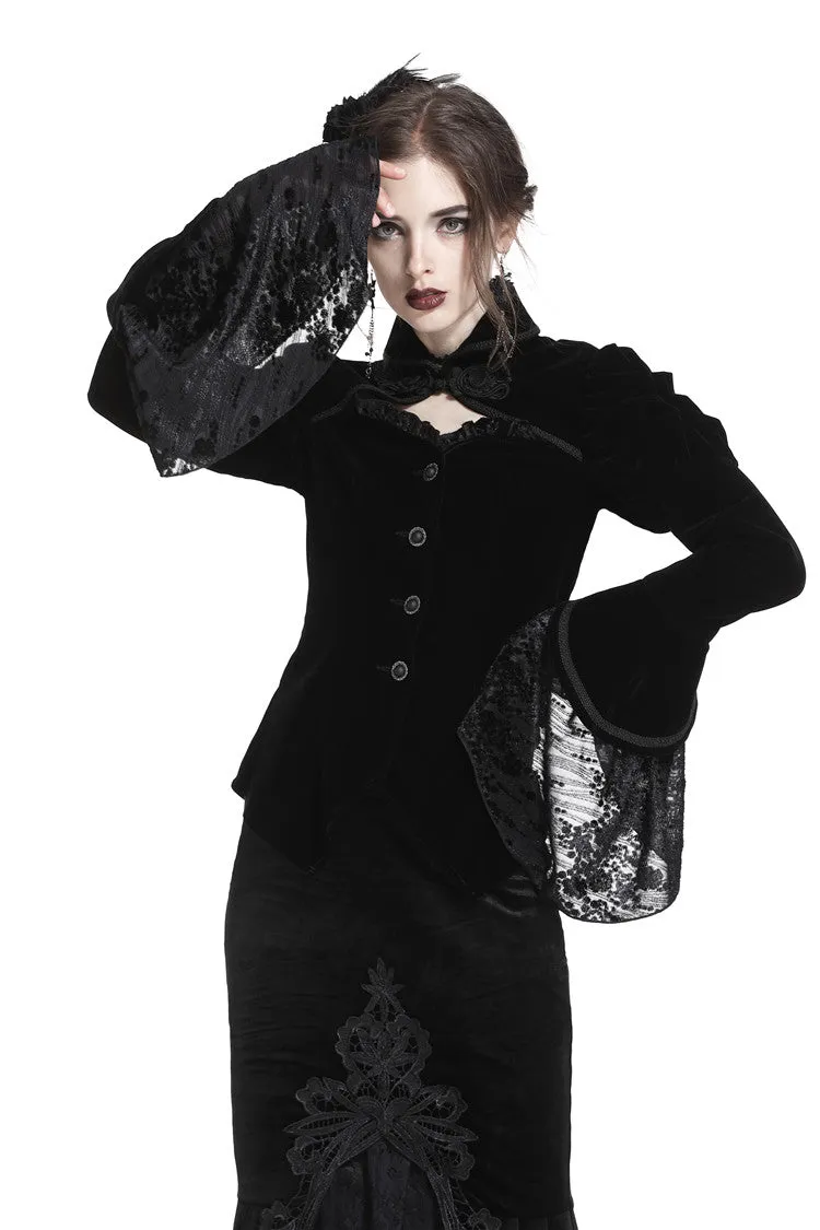 Gothic gorgeous bishop sleeves buttoned velvet jacket JW172