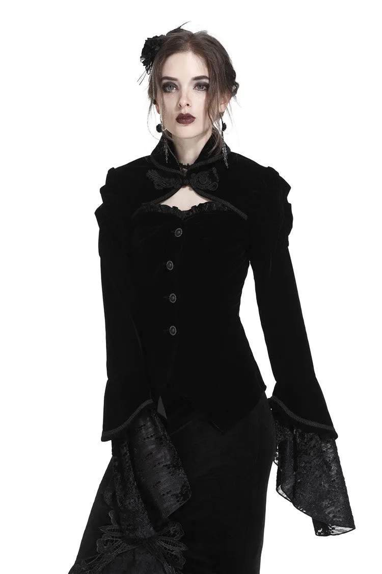 Gothic gorgeous bishop sleeves buttoned velvet jacket JW172