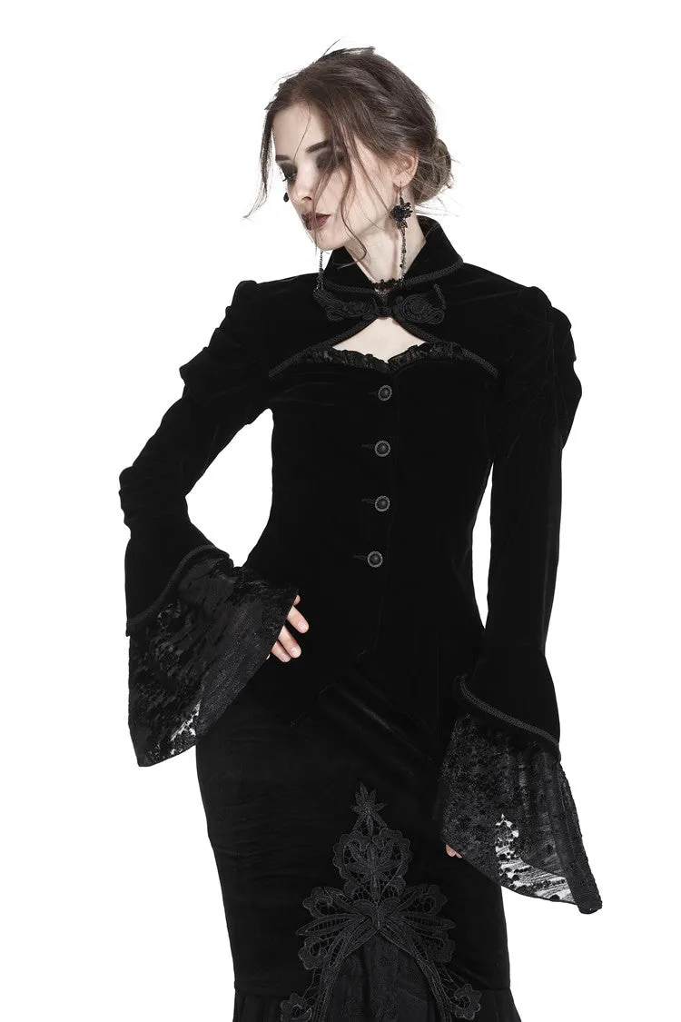 Gothic gorgeous bishop sleeves buttoned velvet jacket JW172