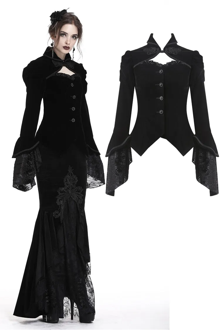 Gothic gorgeous bishop sleeves buttoned velvet jacket JW172