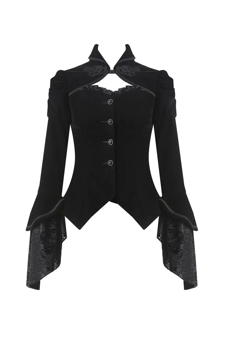 Gothic gorgeous bishop sleeves buttoned velvet jacket JW172