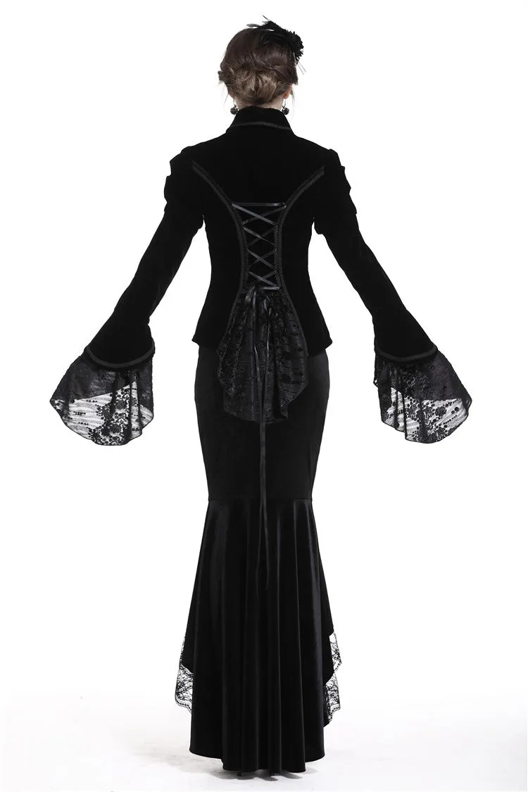 Gothic gorgeous bishop sleeves buttoned velvet jacket JW172