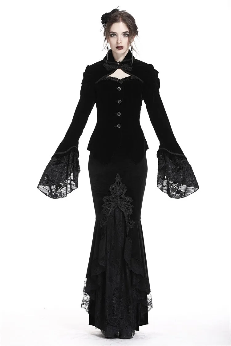 Gothic gorgeous bishop sleeves buttoned velvet jacket JW172