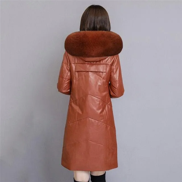 Graeme Womens Leather Down Jacket Parka