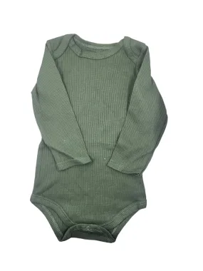 Green Waffle Long Sleeve Romper