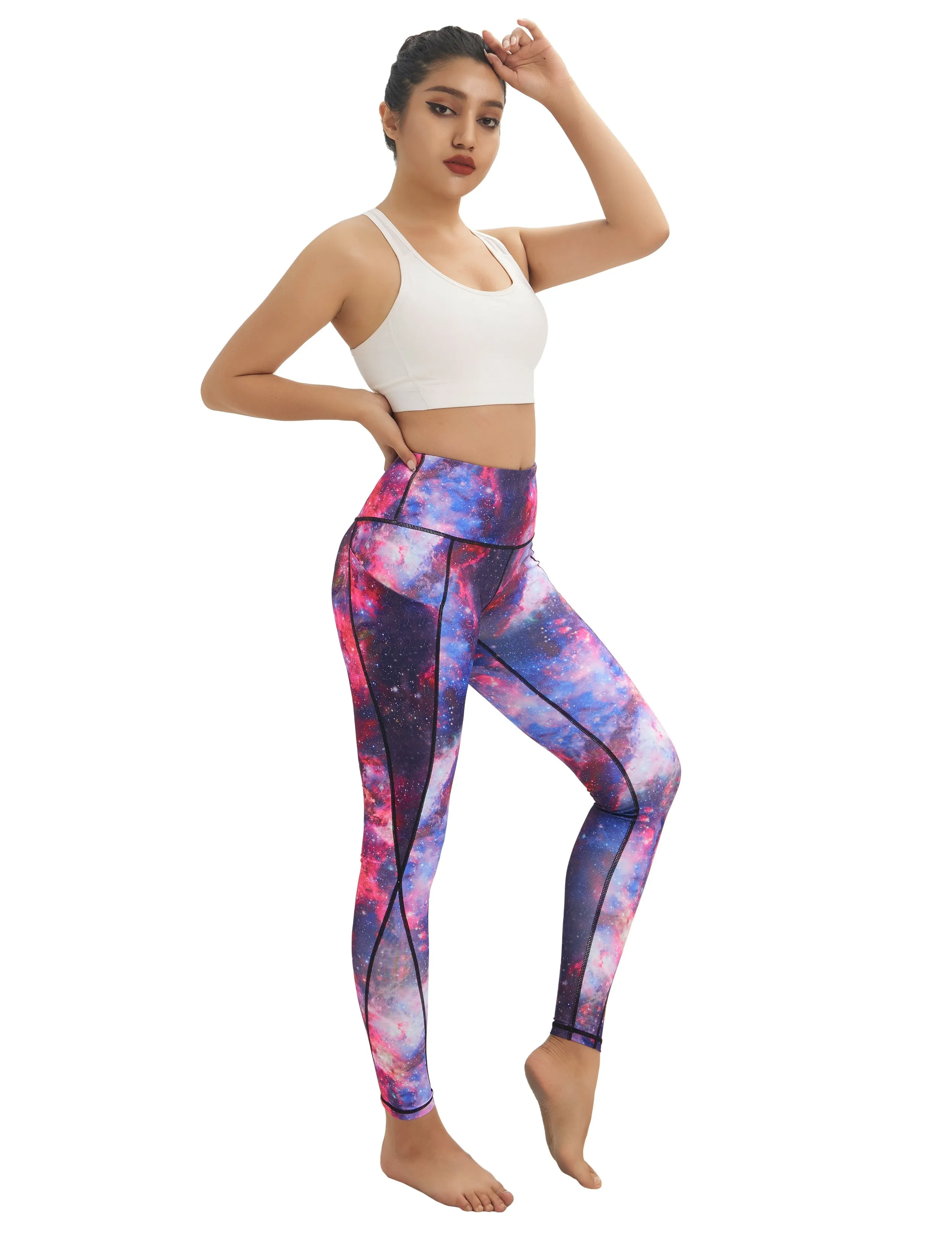 High Waist Side Pockets Gym Pants galaxy_Gym