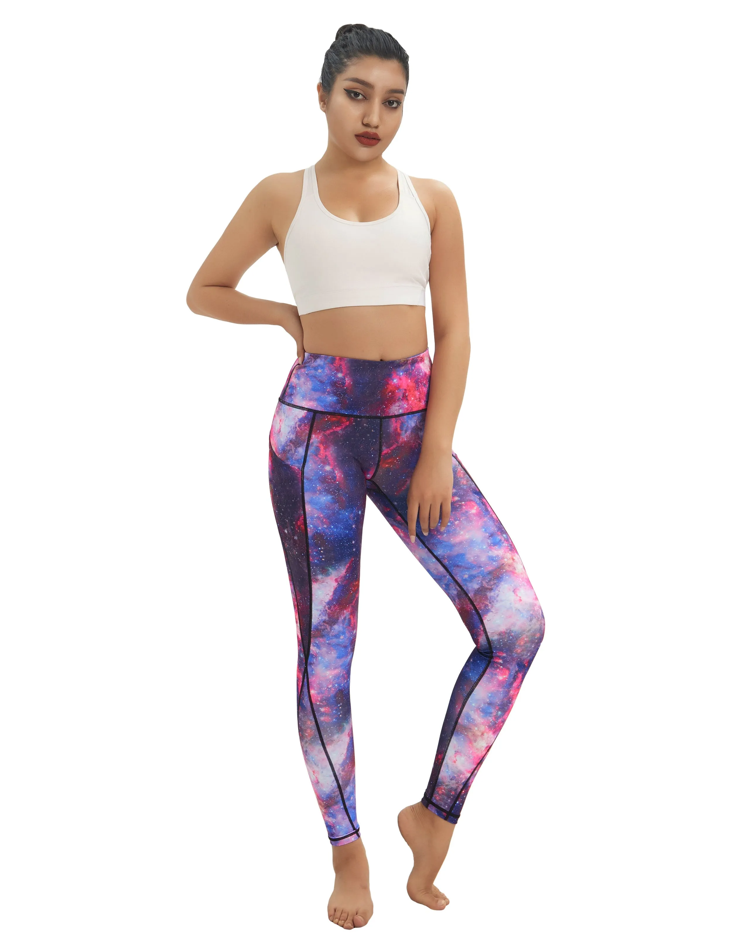 High Waist Side Pockets Gym Pants galaxy_Gym