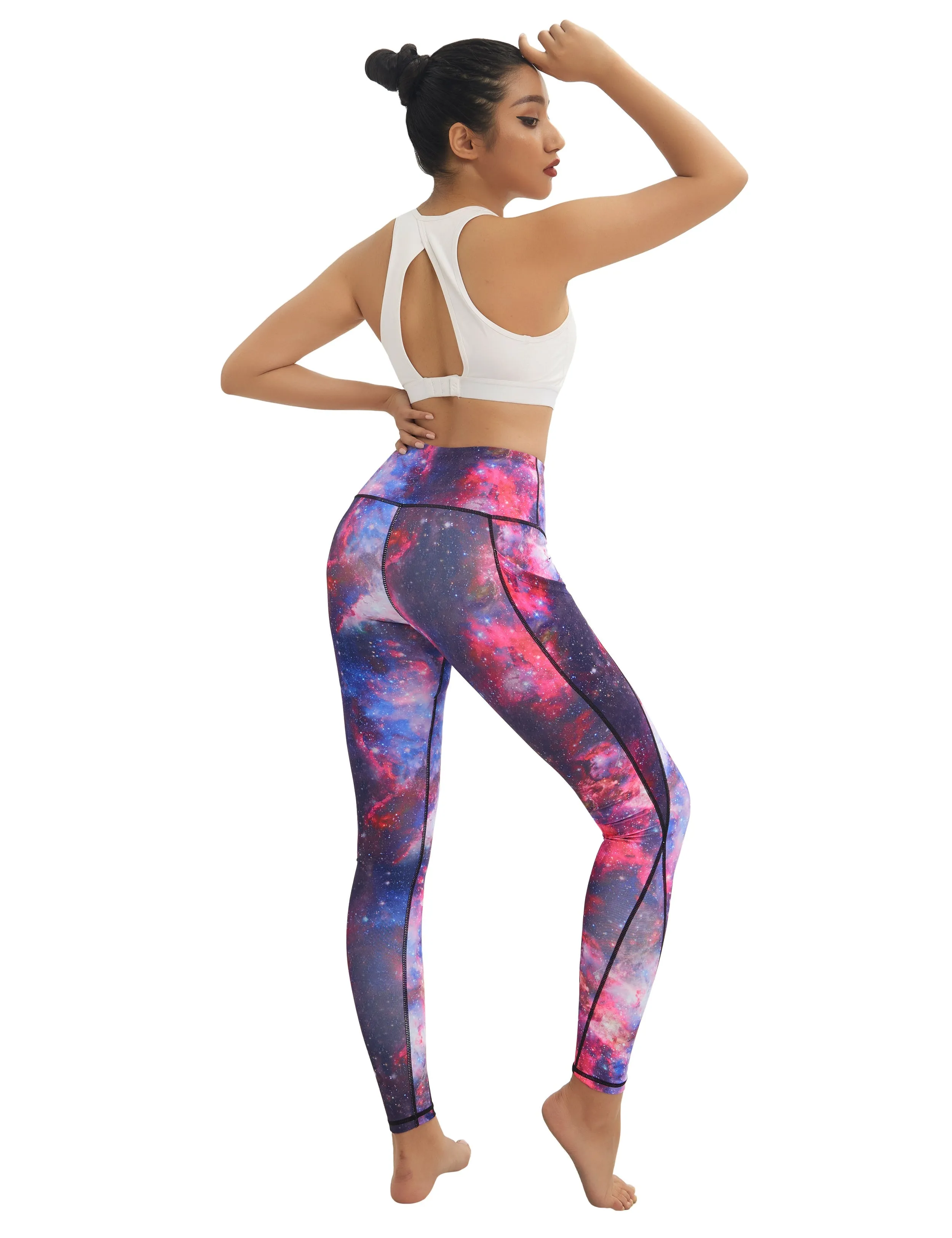 High Waist Side Pockets Gym Pants galaxy_Gym