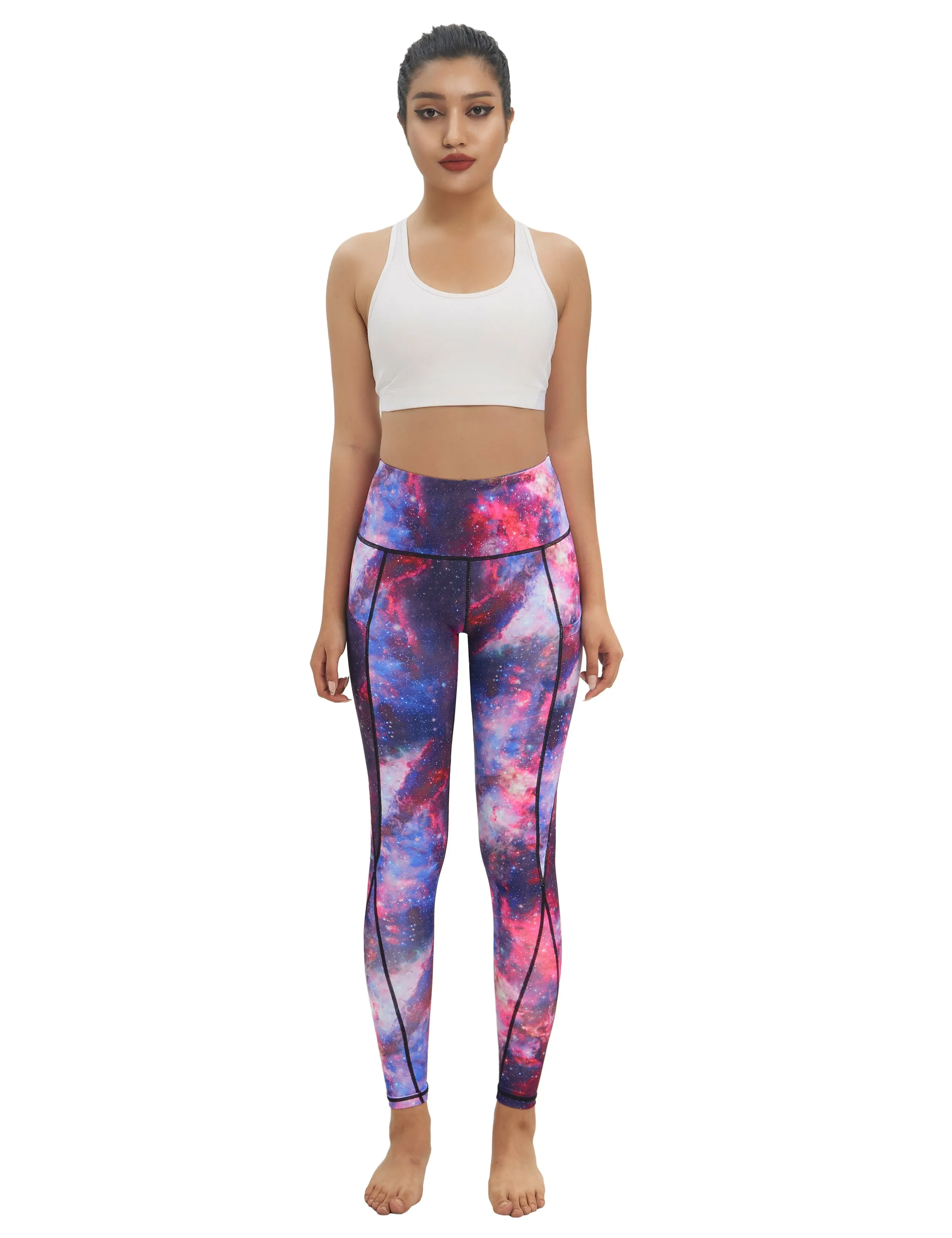 High Waist Side Pockets Gym Pants galaxy_Gym