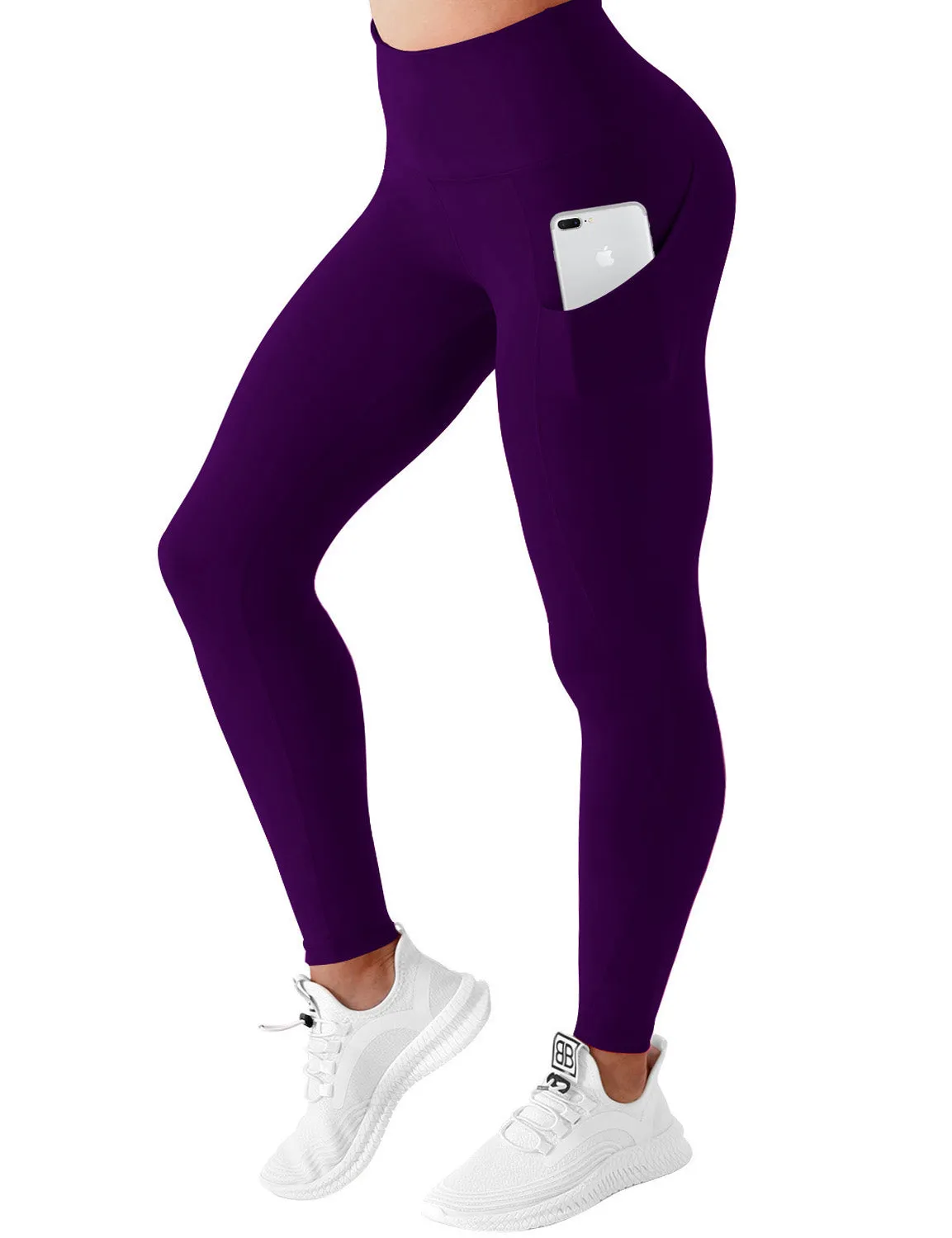 High Waist Side Pockets Yoga Pants eggplantpurple_yoga