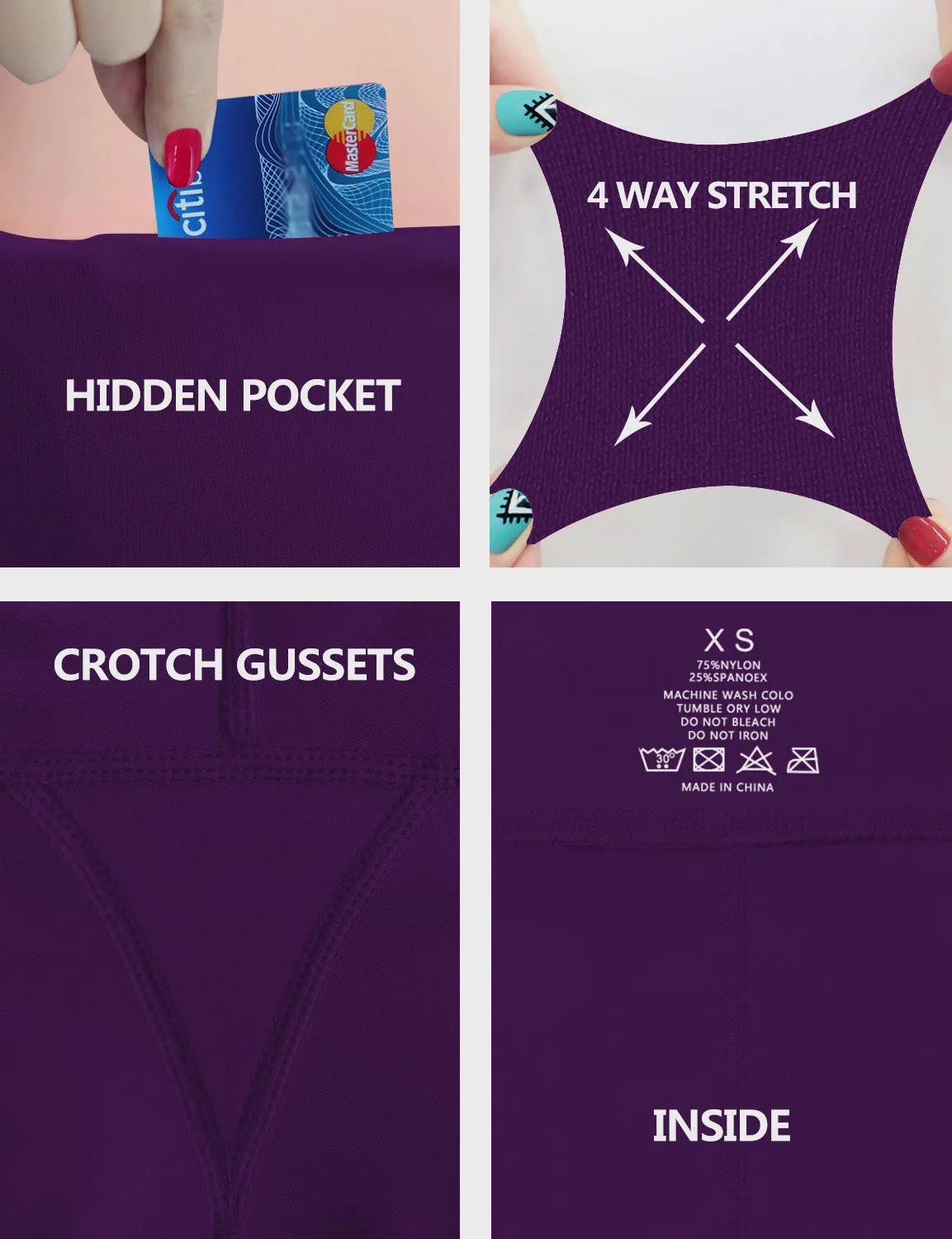 High Waist Side Pockets Yoga Pants eggplantpurple_yoga