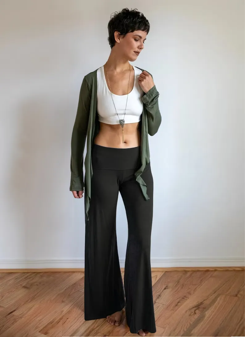 High Waist Straight Leg Fold Over Palazzo Pant