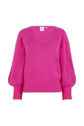 Hot Pink Pointelle Knitted Jumper