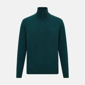 Hunter Green Half-Zip Cashmere Jumper