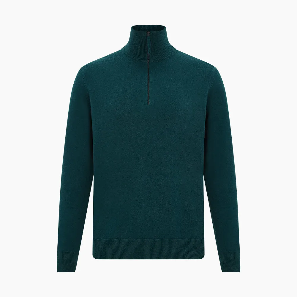 Hunter Green Half-Zip Cashmere Jumper