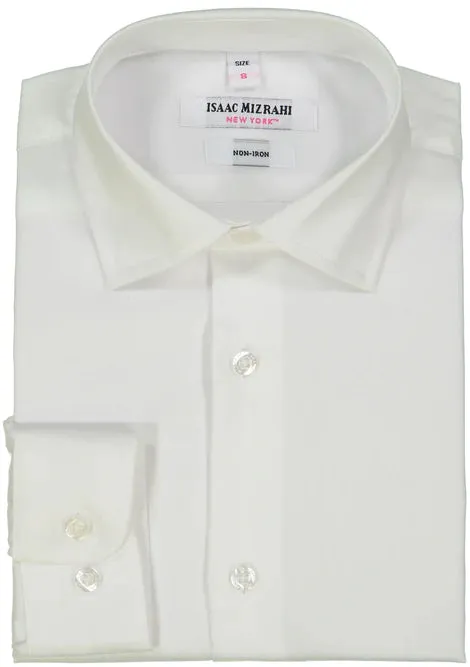 Isaac Mizrahi Boys Slim Fit Non Iron White Dress Shirt-White