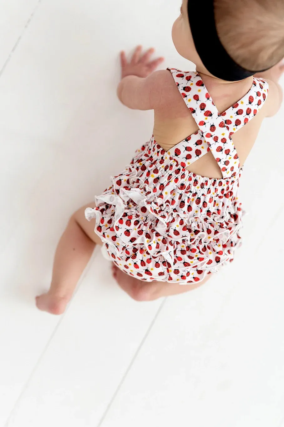 Isla Romper in Ladybugs