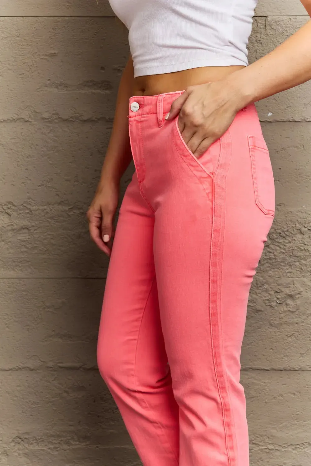 Kenya Full Size High Waist Side Twill Straight Jeans