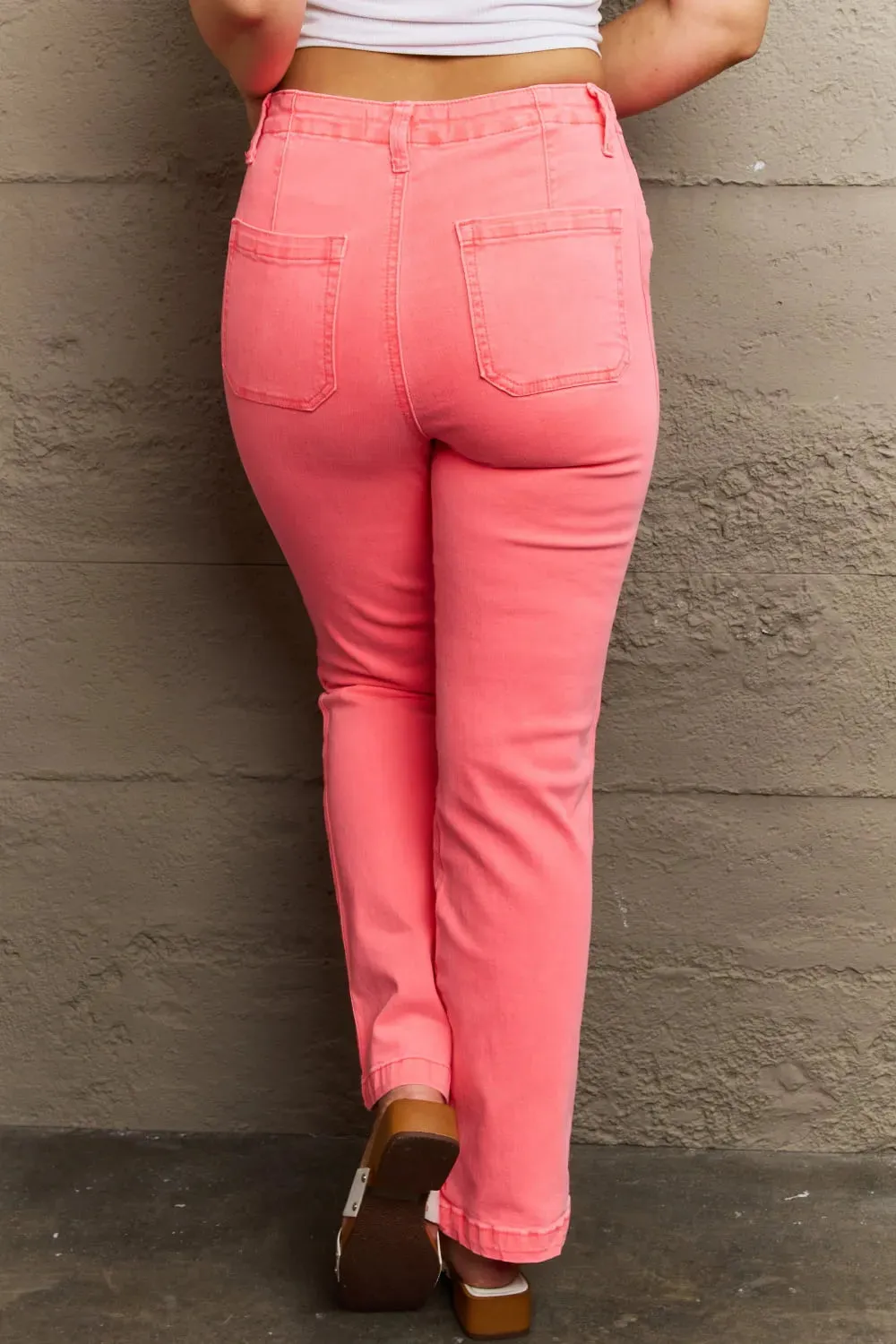 Kenya Full Size High Waist Side Twill Straight Jeans