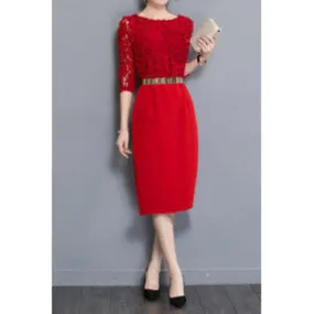 Ketty More Women Boat Neck 3/4 Sleeve Slim Party Dress-KMWDC2553