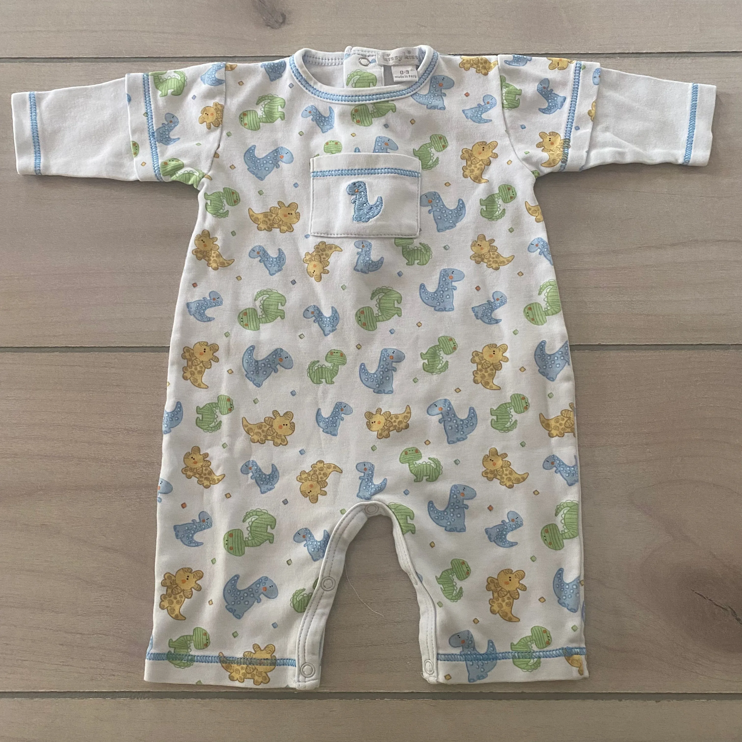 Kissy Kissy Dinosaur Pattern Pima Cotton Romper