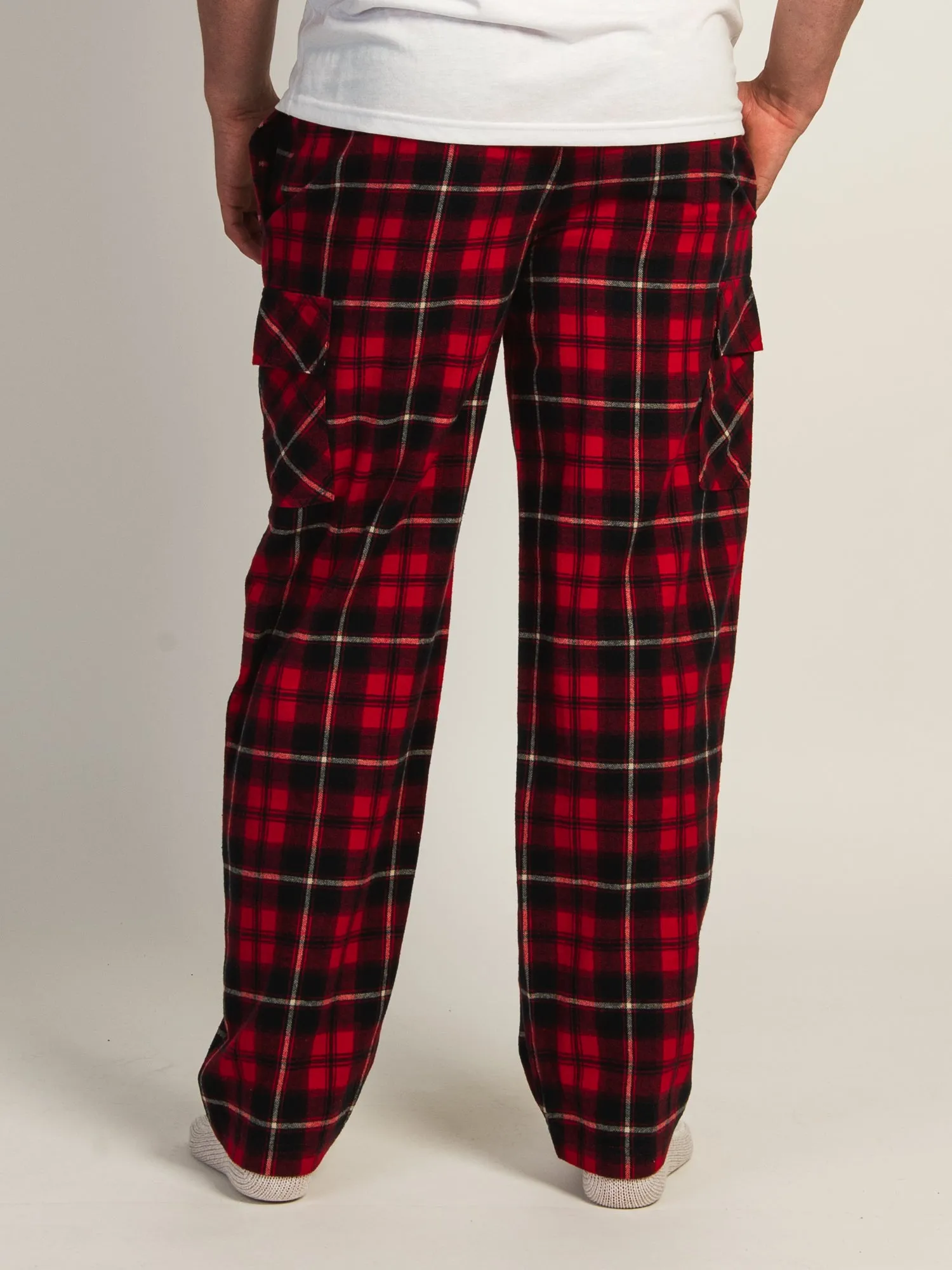 KOLBY THOMAS CARGO PLAID PANT - RED