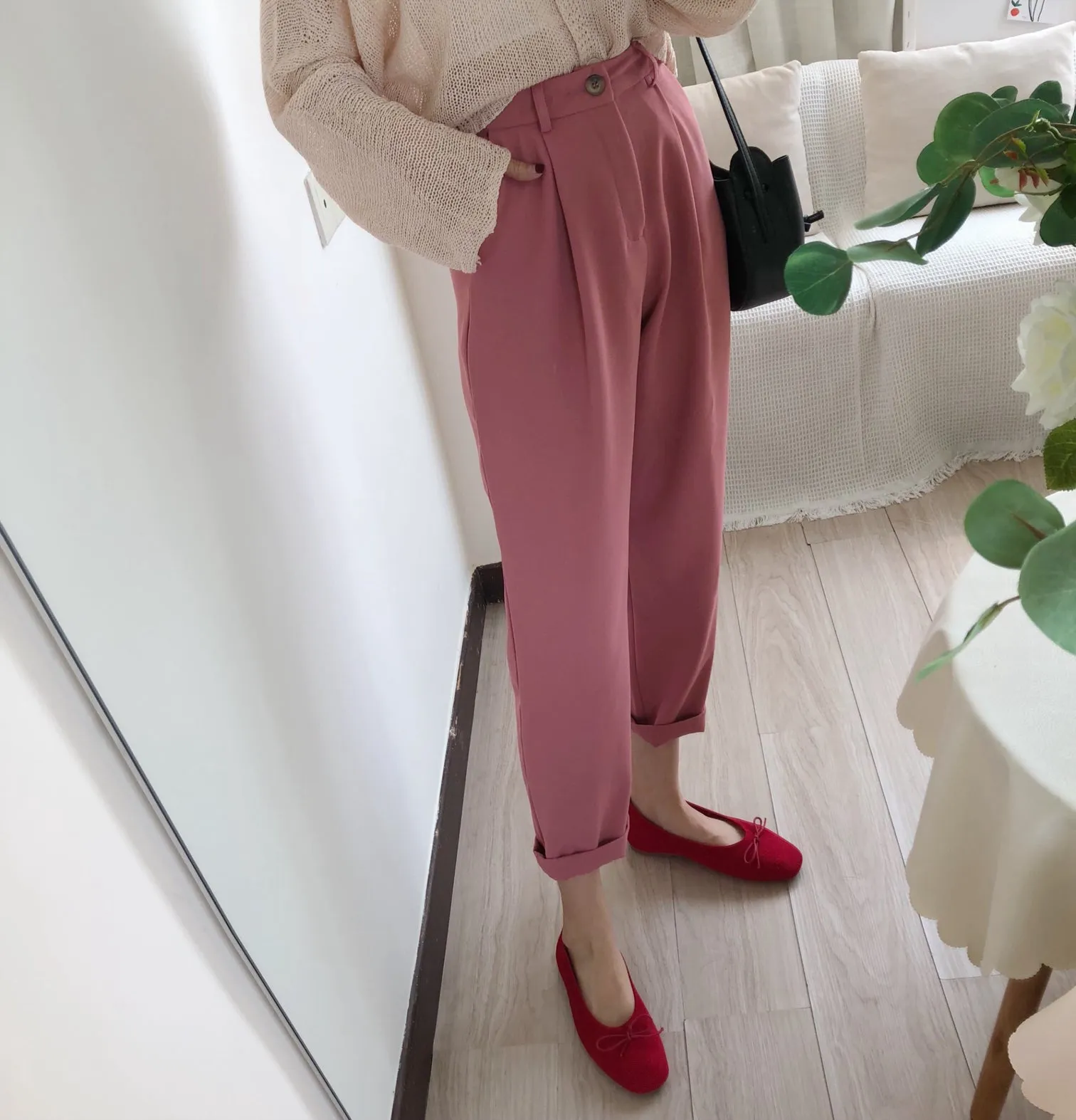 [Korean Style] Gabrial High Waist Cropped Trouser