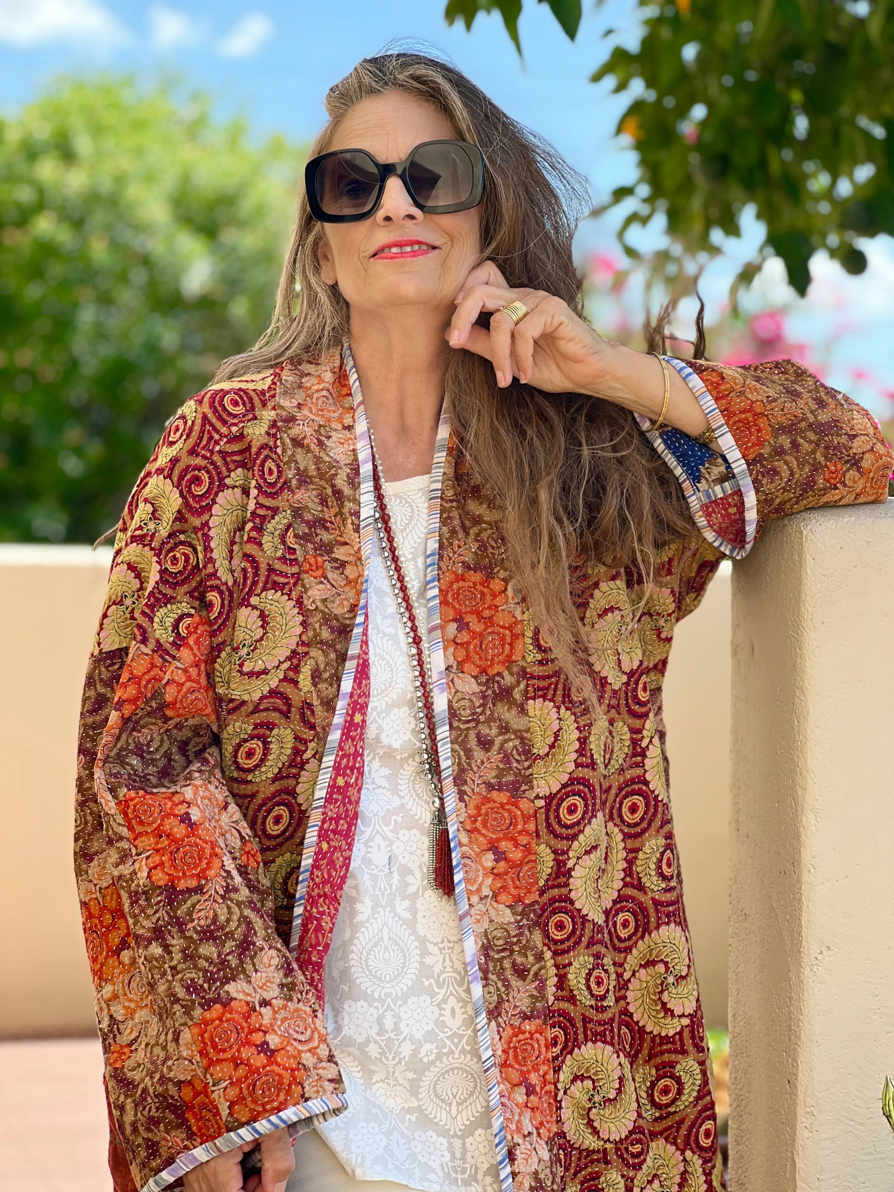 Kyra Cotton Vintage Quilted Kantha Coat ONE OF KIND