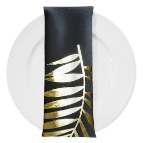 Leaf (Metallic Print) Table Napkin Black and Gold