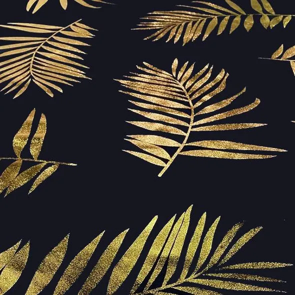 Leaf (Metallic Print) Table Napkin Black and Gold