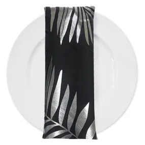 Leaf (Metallic Print) Table Napkin Black and Silver