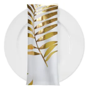 Leaf (Metallic Print) Table Napkin White and Gold