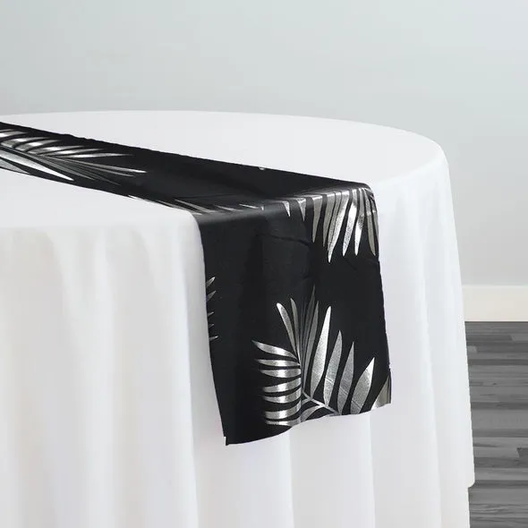 Leaf (Metallic Print) Table Runner in Black and Silver