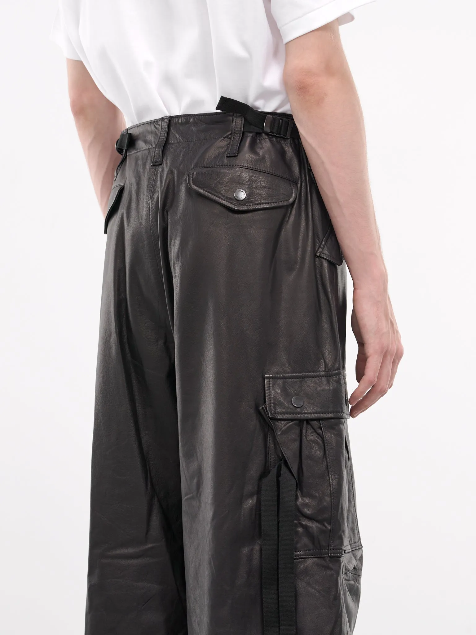 Leather Cargo Pants (AUP2404-BLACK)