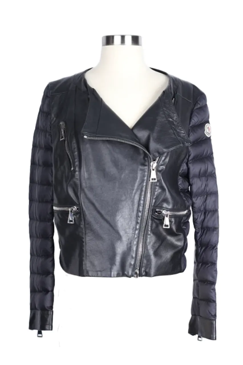 Leather Down Biker Jacket