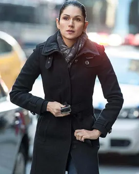 Lela Loren Black Wool Trench Coat