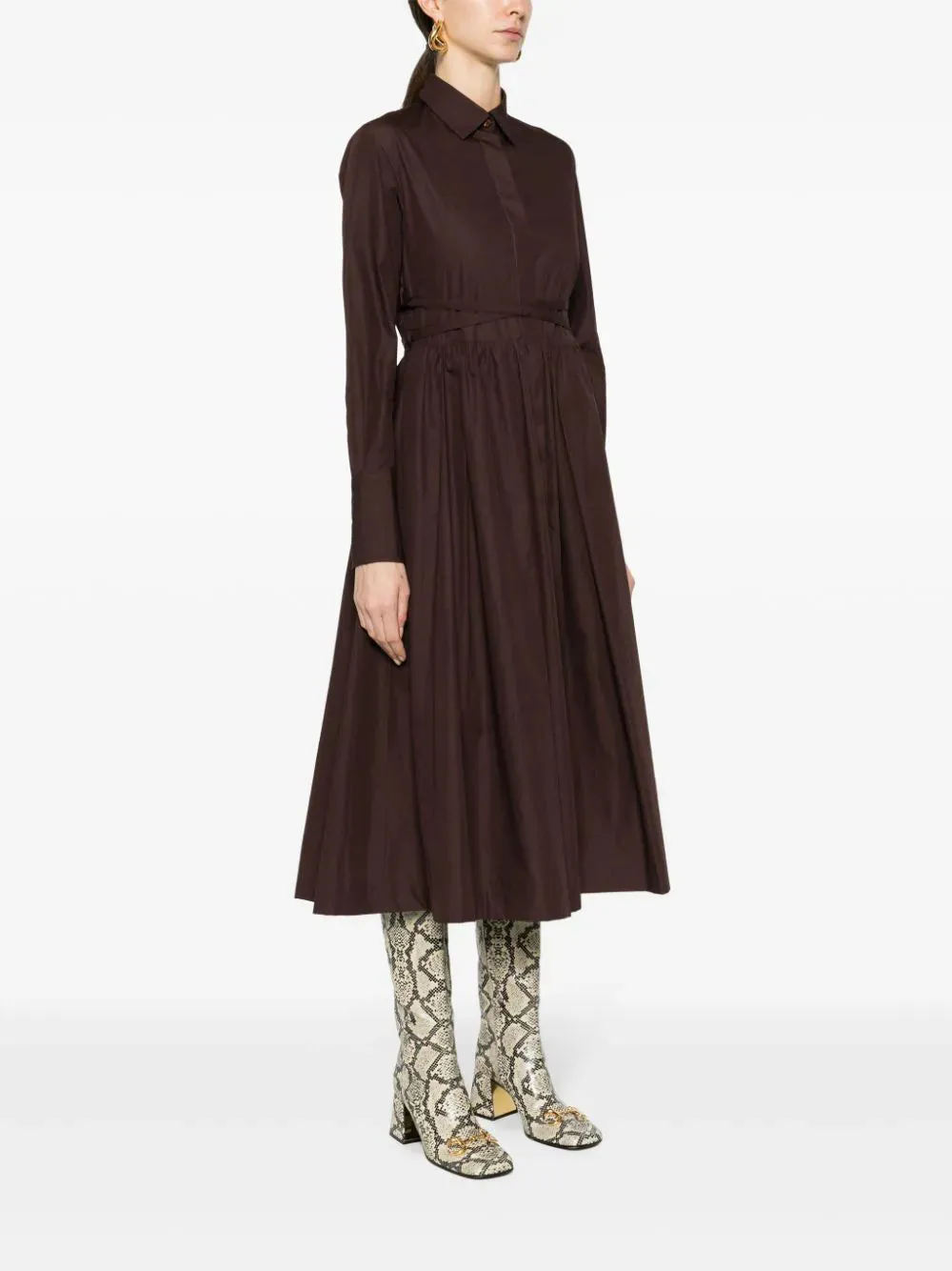 Long Pleated Shirt Dress