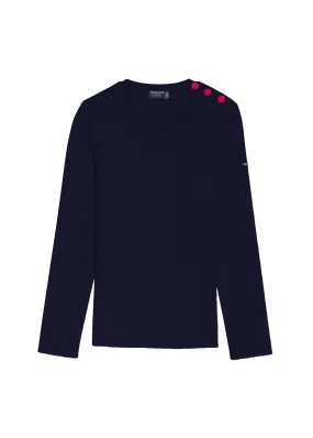 Marée authentic sailor jumper - slim fit, in wool (NAVY POP/MAGENTA)