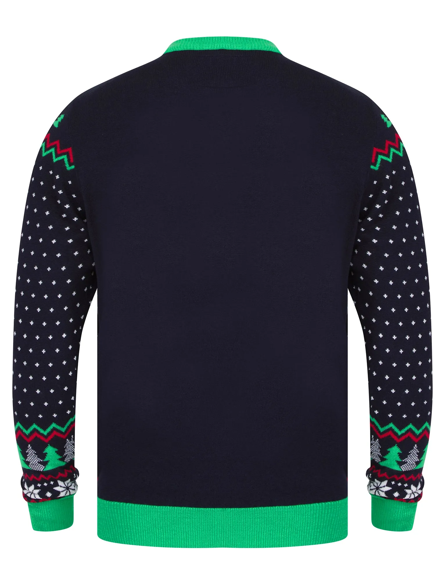 Men's Baubolf Motif Novelty Knitted Christmas Jumper in Ink - Merry Christmas