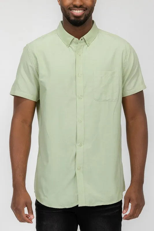 MENS PASTEL COLOR SHORT SLEEVE BUTTON DOWN