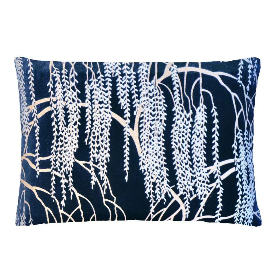 Metallic Willow Cobalt Black Velvet Pillows