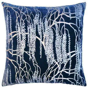 Metallic Willow Cobalt Black Velvet Pillows