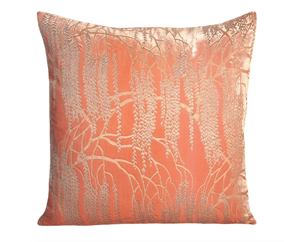 Metallic Willow Mango Velvet Pillows