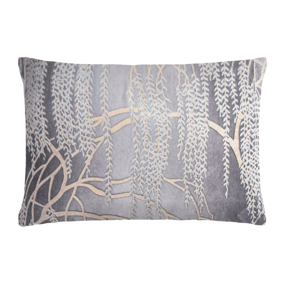 Metallic Willow Silver Gray Velvet Pillows